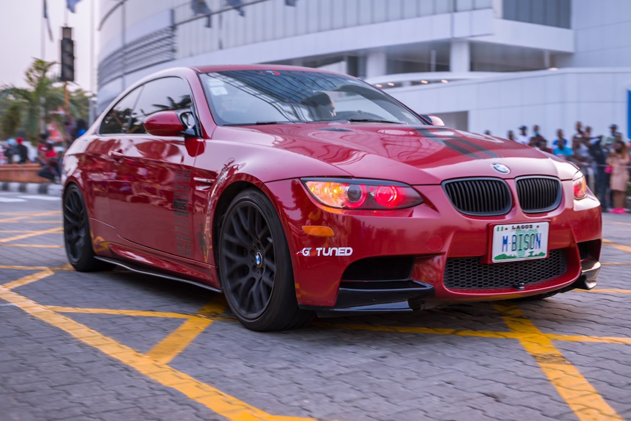 A red BMW M3 at a club meet